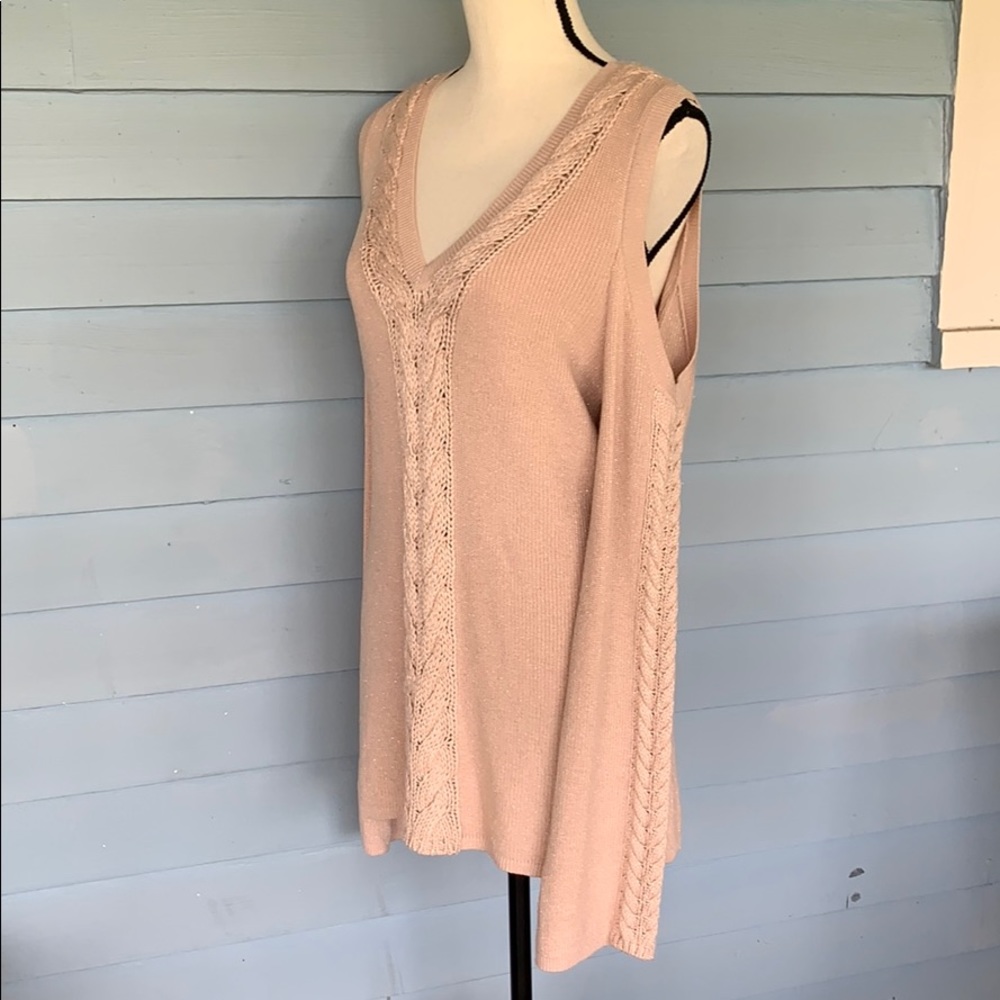 WHBM Braided Detail Cold Shoulder Sweater Top - Picture 12 of 16
